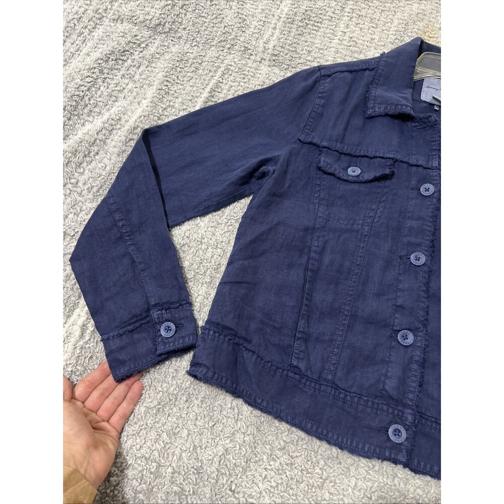 Tommy Bahama linen button up Distressed jacket Blue Sm Boho Cottage Core Beachy - Picture 5 of 10